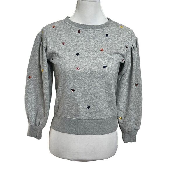 AG Adriano Goldschmied Girls Gray Star Embroidered Sweatshirt Big Kids M - Picture 1 of 9